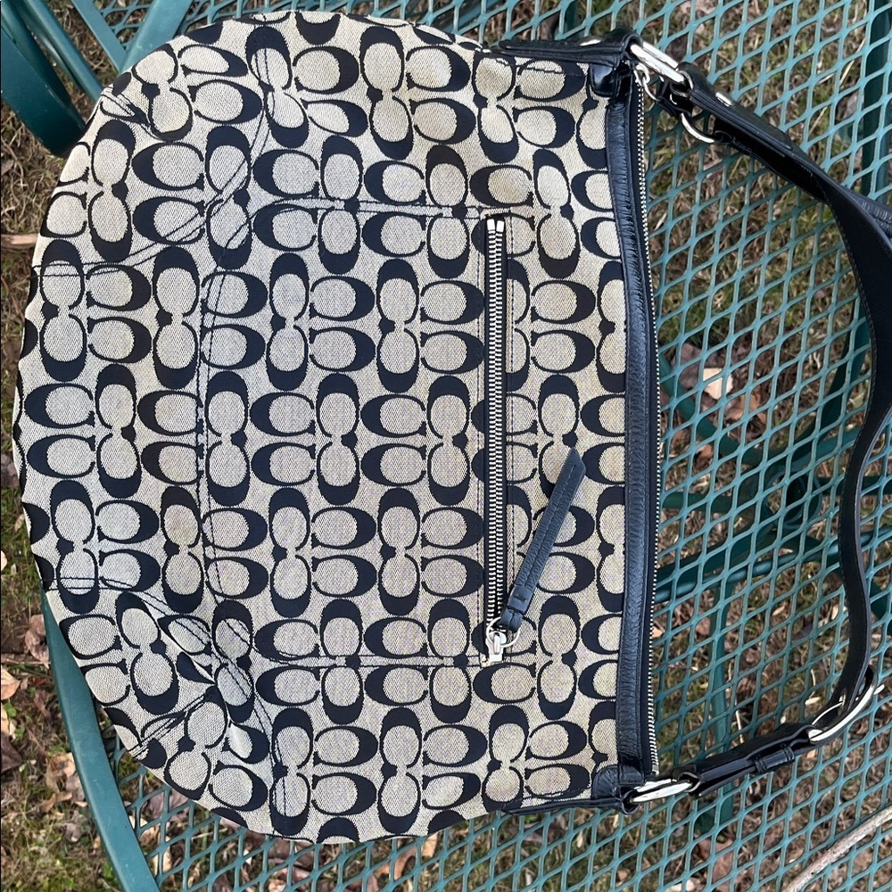 Coach Signature Monogram Shoulder Bag in Black & White Y2K